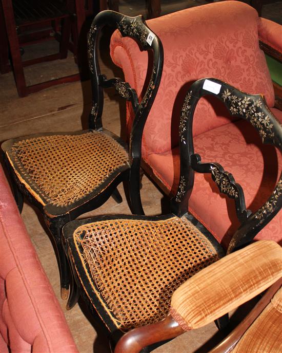 Pair mother of pearl inlaid chairs(-)